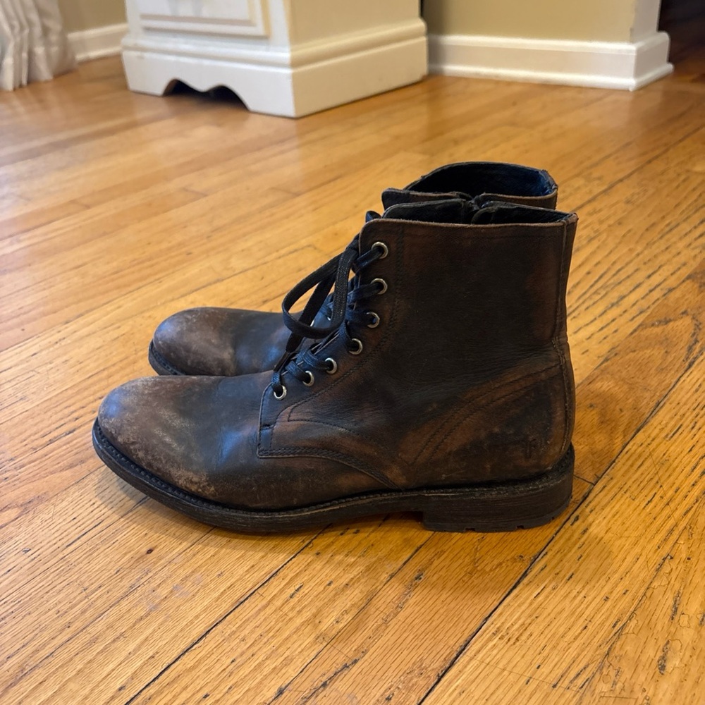 Frye Men's Brown Leather Bowery Lace Boots 10.5